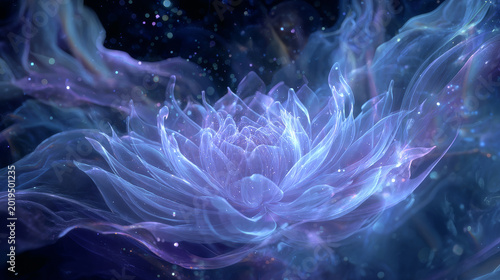 Lotus Flower in Space, Abstract Illustration