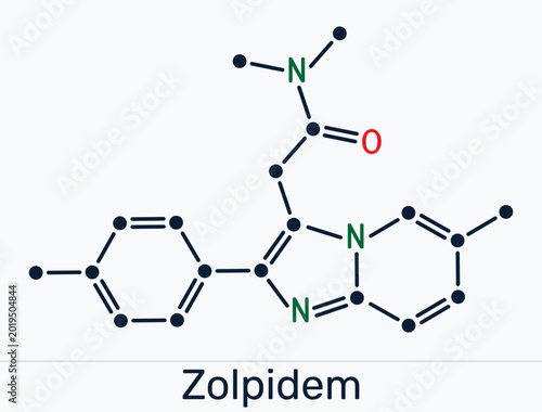 Quadro su tela Zolpidem molecule chemical structure, sedative and hypnotic medication for insomnia treatment