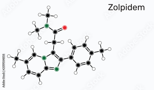 Tableau sur toile Zolpidem molecule chemical structure, sedative and hypnotic medication for insomnia treatment