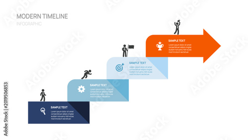 Infographics circle label arrow symbol timeline business 4 steps options to success template.