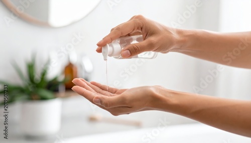 A man and woman painting a wall in a home where a child washes hands with soap at a clean bathroom sink to maintain hygiene and care