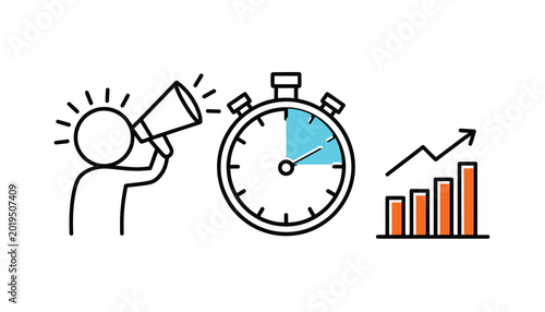 Fotografía Workout activity process illustration featuring stopwatch and exercise tracking