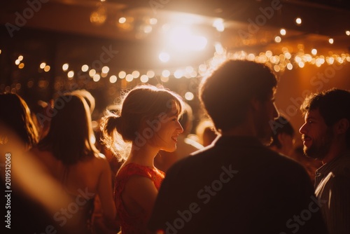 people dancing at small party warm light cozy celebration raw photography