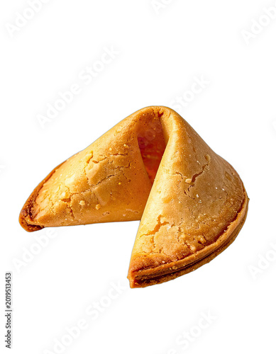 A single fortune cookie is shown against a black background.