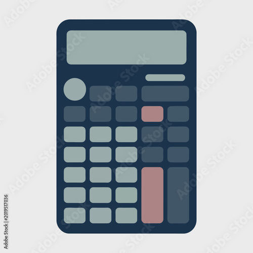 Gray digital calculator on white background for financial calculations