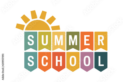 Summer school logo with sun icon