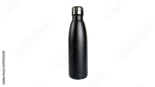 Fotografía Modern matte black stainless steel thermal water bottle for fitness hydration an