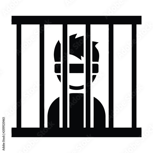 Photos Prisoner behind bars with blindfold