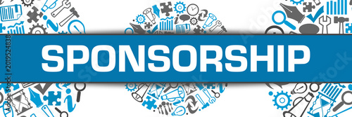 Foto Sponsorship Business Symbols Circular Blue Grey Horizontal