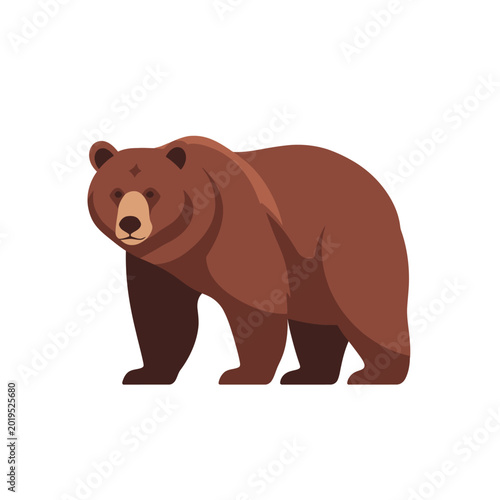 Brown Bear Standing - Flat Design Illustration