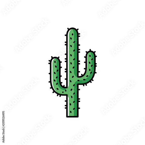 Stylized Saguaro Cactus Icon - Desert Plant Illustration