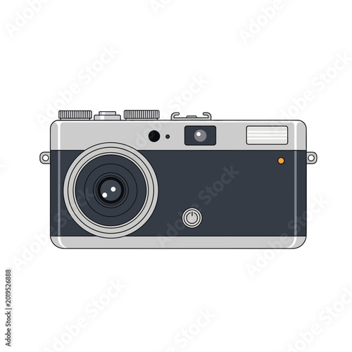 Retro Digital Camera Icon, Vintage Photography Device, Flat Design