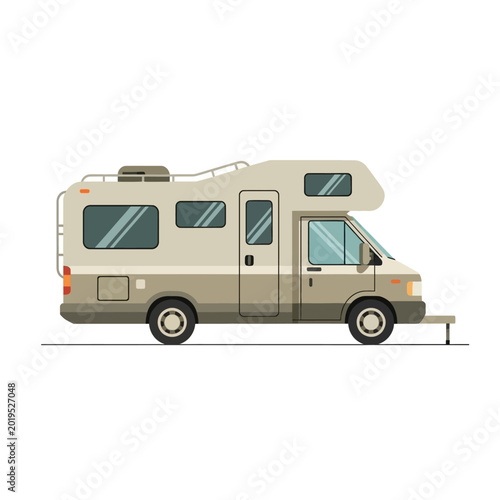 Retro RV Camper Van Motorhome - Vintage Travel Vehicle Illustration