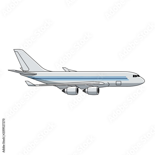 Modern Jetliner Airplane Side View Illustration