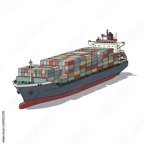 Modern Container Ship Sailing, Cargo Transport, Logistics, Global Trade, Shipping Industry