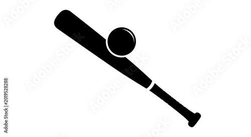 Foto Black baseball bat with ball on white background sports equipment silhouette