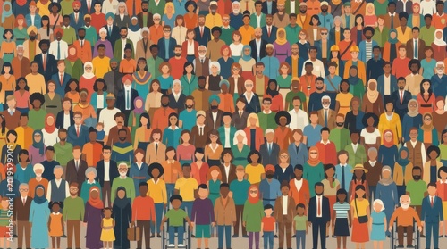 Multicultural Group of People Background Illustration