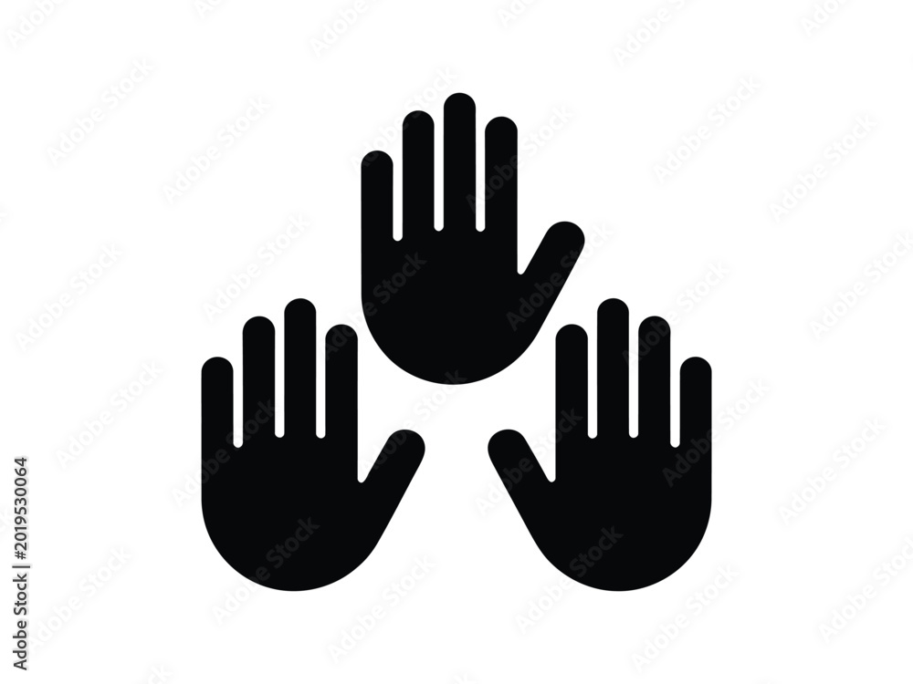 Fototapeta premium Teamwork hands reaching up together symbolizing unity support cooperation and collaboration as group concept illustration.