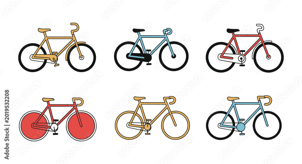 Fototapeta premium Bicycle Line art vector set clean shapes illustration