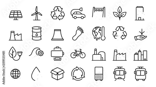 Fotografía A collection of eco-friendly icons representing sustainable living and environme