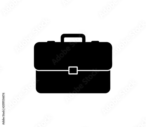 Black silhouette briefcase isolated, square shape detail, transparent background