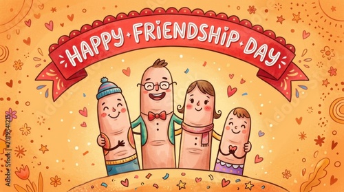 Vibrant International Friendship Day Illustration with Group