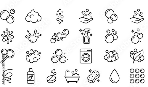 Canvastavla Minimalist bubble and foam outline icon collection with editable stroke vector s