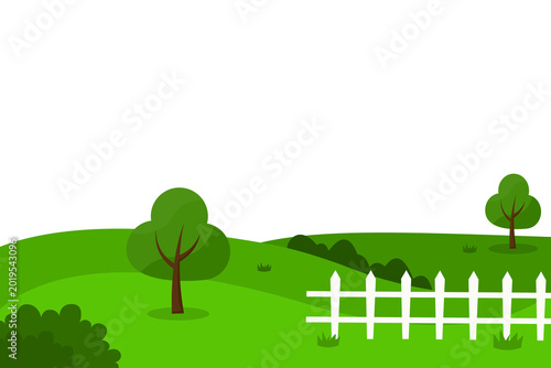Принти на полотні Rural Green Hill Landscape Illustration