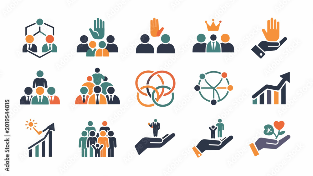 Fototapeta premium Business Teamwork Collaboration People Icons.