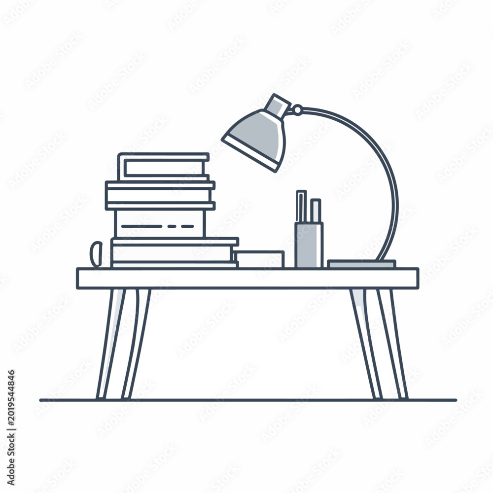 Fototapeta premium Desk lamp on a wooden table.