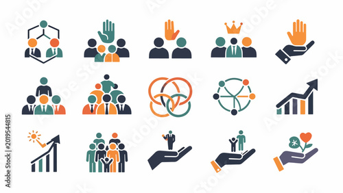 Business Teamwork Collaboration People Icons.