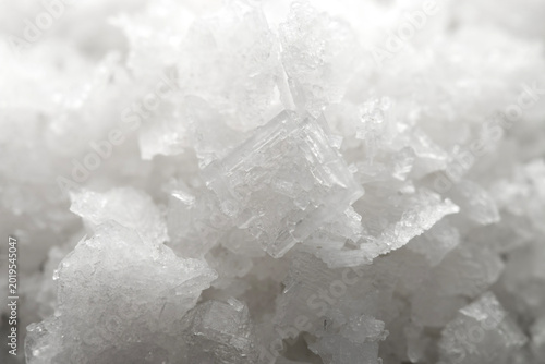 A close-up photograph of natural sea salt.