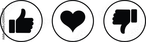 Tableau sur toile Like love and dislike icons, social media reaction symbols for feedback communic