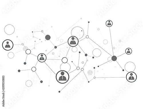 Social network connection diagram with people icons