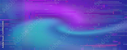 Purple abstract pixel texture bg video screen. Tv pattern background with square noise effect. Futuristic broadcast neon gradient banner for television. Modern vhs led static display element