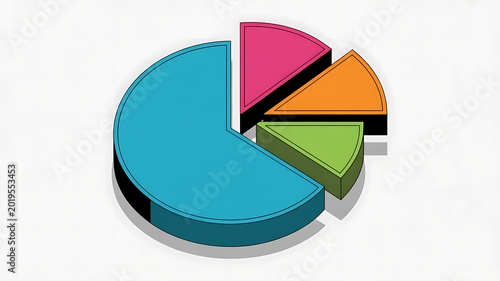 Colorful pie chart, business statistics, infographic elements, data visualization
