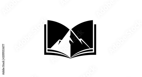 Mountain landscape in an open book.