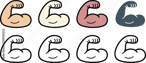 Tableau sur toile Flexed bicep muscle icon vector, strong arm symbol for fitness gym workout bodybuilding power and athletic strength illustration design