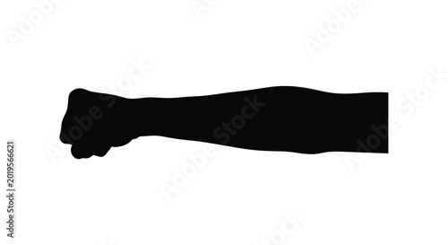 human arm silhouette with clenched fist against white background