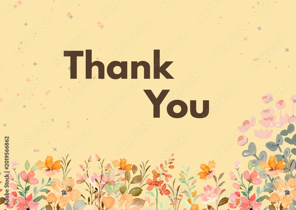 Fototapeta premium thank you card with flowers