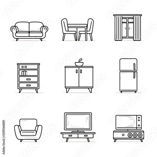 Furniture and household appliances collection.