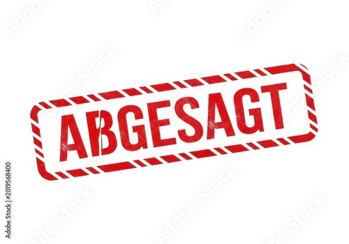 Vintage abgesagt stamp with bold red lettering on white background isolated on white background