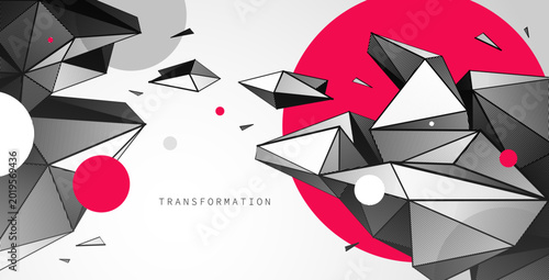 Slika na platnu Disruptive transformation, tension, energy, conflict and breakthrough moments in fragmented geometric structures