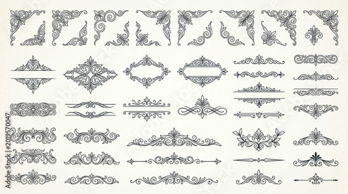 Foto Collection of Vintage Ornate Decorative Borders and Frames.
