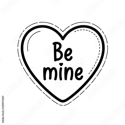 Fotografija Hand-drawn heart with Be mine text, simple doodle style, Valentine's day conce