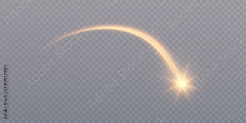 Canvastavla Magical light trail with soft golden glow and sparkling particles