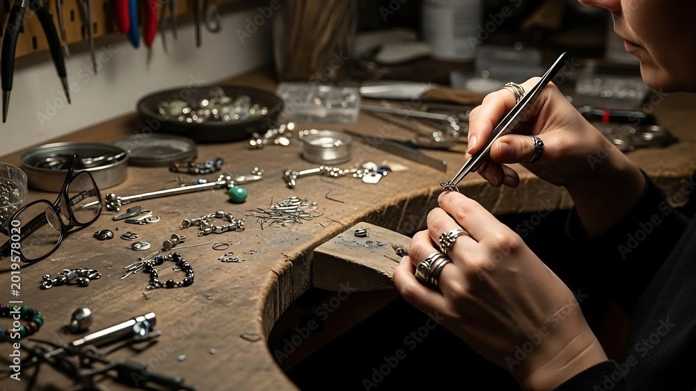 Fototapeta premium Jeweler working on custom piece.