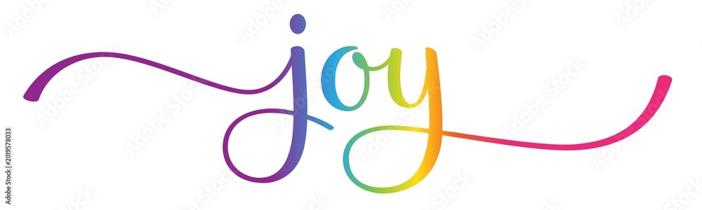 Naklejka premium JOY colorful brush lettering banner on transparent background