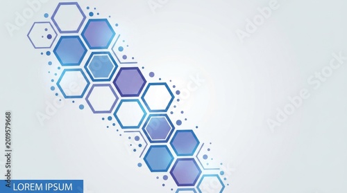 Abstract hexagon pattern background with gradient blue and purple tones