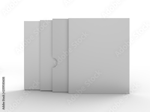 Slipcase book mockup with clean white hardcover packaging on  background. Professional branding template ideal for publishing, portfolio presentation, product showcase, ads and print design. 3D render